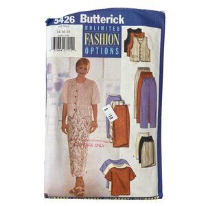 90s Butterick 5426 Sewing Pattern Sizes 14-16-18 Vest Top Skirt Pant Retro UNCUT